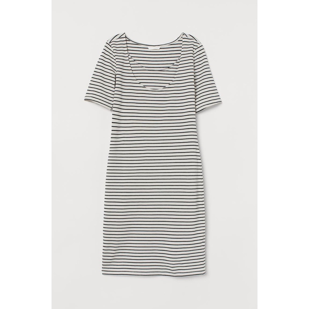 H&M Black and White Striped Nursing Dress